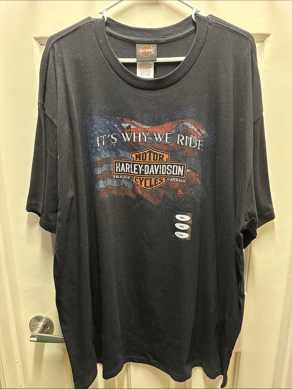 Harley-Davidson Black Short-Sleeve Graphic Tee with Red, White & Blue Logo